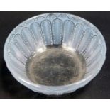 A R Lalique glass bowl, with two tier fluted outer border bearing signature, 13cm diameter.