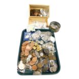 A group of pre decimal coinage, collector's coins, half crowns, pennies, half pennies, first decimal