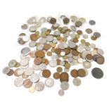 A group of half crowns, shillings, threepenny pieces, pennies, half pennies, etc. (1 box)
