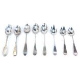 A small assortment of Georgian silver teaspoons, all with initials, various dates and makers, 3.07oz