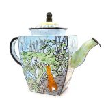 A Charlotte Di Vita miniature enamel teapot, MBE Watching Mr McGregor, limited edition no 691, 10cm