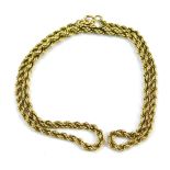 A 9ct gold rope twist neck chain, 46cm long, 10.4g.