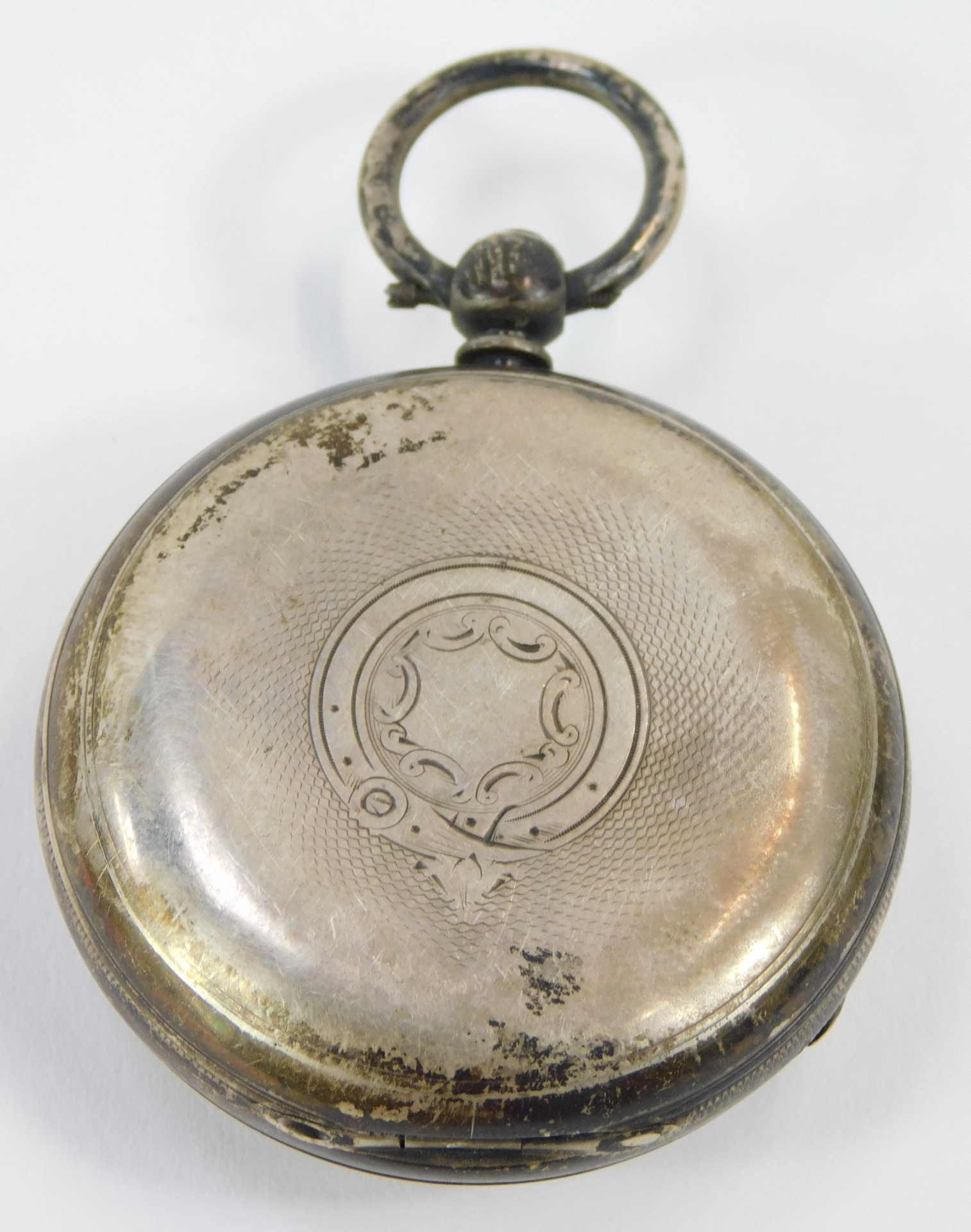 A Victorian silver pocket watch, with white enamel Roman numeric dial, blue hands and seconds dial, - Image 2 of 4