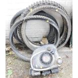 A Centure DX Nature lawn mower motor, and five bicycle tyres. (6)