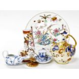 A group of ceramics, to include an Oriental style plate, blue and white baby feeder and egg cup, Vic