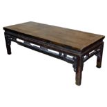 A Chinese hardwood table, with drawer, 50cm high, 153cm wide, 63cm deep.