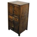 A Chinese cabinet, of tapering form, with cupboards and drawers, 100cm high, 53cm square.