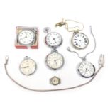 Various pocket watches, Avalon and others, in chrome plated cases, pocket watch head, cased Ingersol