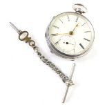 A Victorian silver open faced pocket watch, with 4cm diameter dial, subsidiary Arabic second hand, i