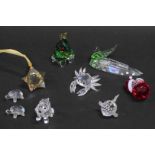 Various Swarovski crystal ornaments, crab, puppy, tortoise, Christmas tree, 5cm high, etc. (8, boxed
