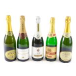 Various alcohol, a bottle of Cont de Senneval brut champagne, Asti Martini, Cava, etc. (5)