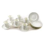 A Lomonosov Moscow Olympic 1980 part service, comprising cups, plates and saucers, each vibrantly de