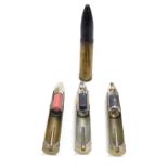 Four complete section bullets, 30mm for Aden gun, used on Hunter or Javelin aeroplanes.