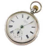 An Edward VII silver open faced pocket watch, the 5cm diameter Roman numeric dial with subsidiary Ar