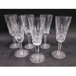 A set of six Waterford crystal champagne flutes, marked beneath, 15cm high. (6)