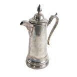 An early 20thC silver plated coffee pot, with acorn finial, domed lid, acanthus leaf handle, with pl