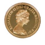 An Elizabeth II gold half proof sovereign, 1979, in outer case and box.