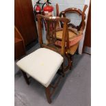 A 19thC Chippendale design country chair, with overstuffed seat, and two Victorian mahogany balloon