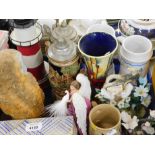Various pottery and effects, lighthouse ornament, beer steins, Old Tupton ware vase, various Capodim