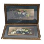 A. Thornton (19thC). Still life flowers, 30cm x 61cm, and another similar (a pair)