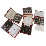 Various Royal Mint deluxe coin proof sets, 1999, 1993 (2), 1990, 1989 (5)