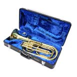 A Yamaha YBH301 brass baritone horn, with three valves, 52cm high, with mouthpiece. (cased)