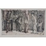 20thC School. Bager and Blade, etching, indistinctly signed, 26cm x 40cm.