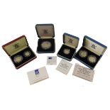 Various silver and other proof coins, 1990 silver proof 5 pence 2 coin set, Queen Mother 90th birthd