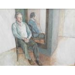 Jack Skinner (20thC). Portrait of a gentleman Peter Wall seated in a chair before mirror, oil on boa
