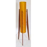 A 1960/70's orange plastic and teak floor lamp, 108cm high.