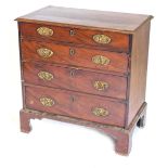 A George III mahogany chest of drawers, the top with moulded edge above four graduate drawers, each