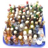 Various alcohol miniatures, Bell's whiskey, J&B, Lambs Navy rum, Bombay Sapphire, etc. (a quantity)