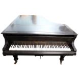 A late 19thC Bluthner ebonised grand piano, on turned octagonal tapering legs with brass castors, nu