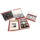 Various Royal Mint deluxe coin proof sets, 1990, 2002, 1998, 1992 (4)