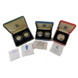 Various silver and other proof coins, a 1947-1997 golden wedding silver proof five pound, 1998 silve