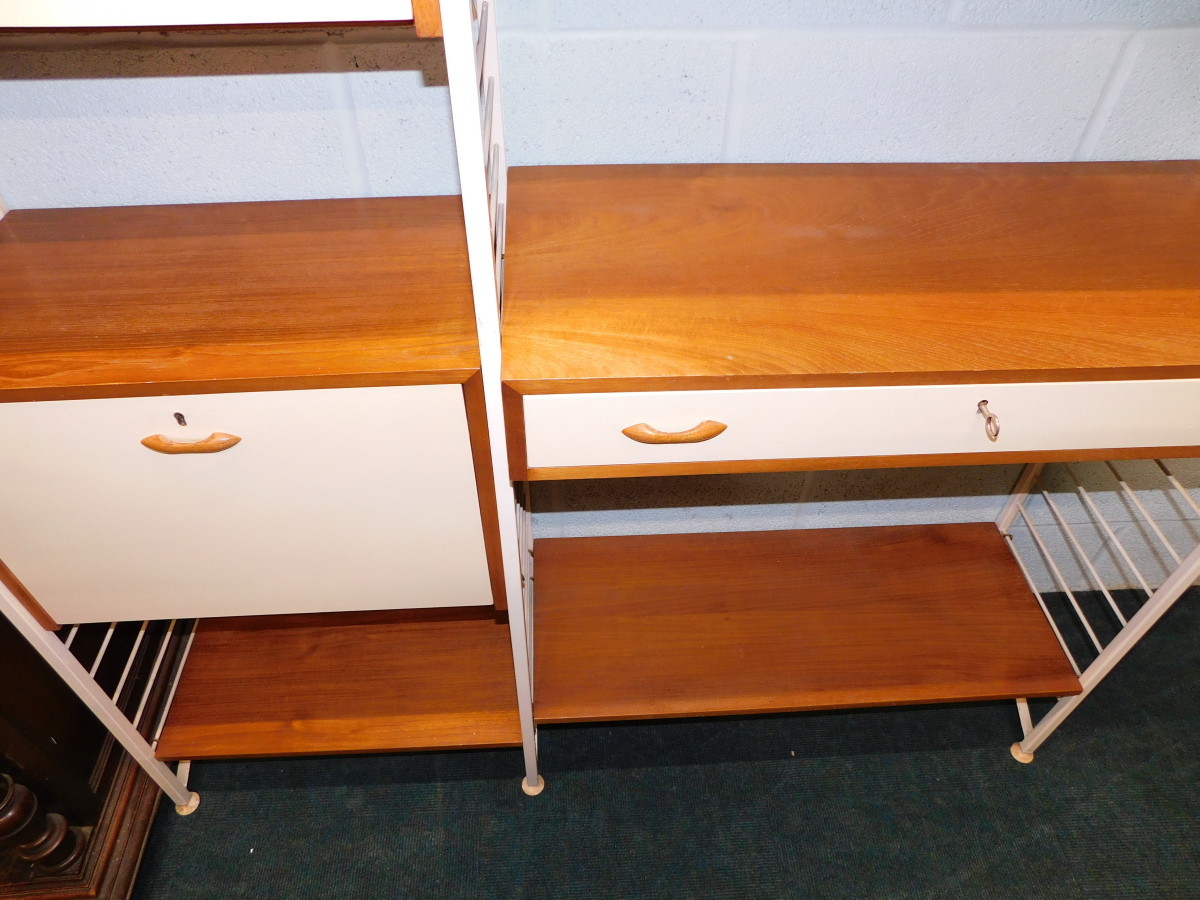 A quantity of Staples Ladderax shelving, with three cream painted supports, three cabinet sections, - Image 2 of 2