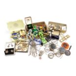 Silver and costume jewellery, including a French chatelaine, brooches, bracelet, necklaces, vintage