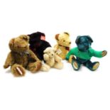 Four Yesterday's Children Teddy bears, one bearing card tag named as Inskip, and a Gotta Getta Gund