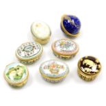 Seven Halcyon Days enamel trinket boxes, to include 1992 A Year To Remember, A Tribute To Her Majest