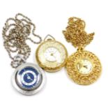 Three lady's pendant dress watches, two on chains, comprising a Buller watch in an open work circula