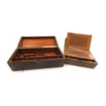 A Victorian mahogany and inlaid writing slope, with a partially fitted interior, 18cm high, 21cm wid