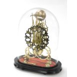 A Victorian brass framed skeleton clock, manner of Dent of London, with a fusee movement, and bell s