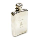 A George V silver military hip flask, engraved 'In Memory of 140 Patiala (First Battalion 140th Pati