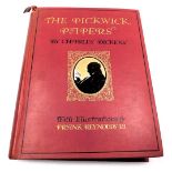 Charles Dickens. The Pickwick Papers, gilt tooled red cloth, with tipped in illustrations by Frank