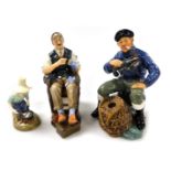 Three Royal Doulton figures, comprising The Bachelor HN2319, The Lobster Man HN2317, and River Boy H