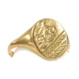A 9ct gold gentleman's signet ring, monogram engraved, size P, 2.8g.