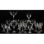 A group of Waterford, Galway and other cut glassware, including champagne and wine glasses.