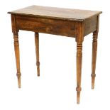 A Victorian oak side table, raised on turned legs, 76cm high, 74cm wide, 40cm deep.