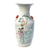 An early 20thC Chinese porcelain vase, of shouldered cylindrical tapering form with a flared neck, d