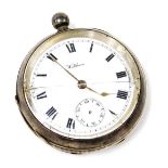 A George V silver cased gentleman's pocket watch, open faced, key wind, the circular enamel dial bea